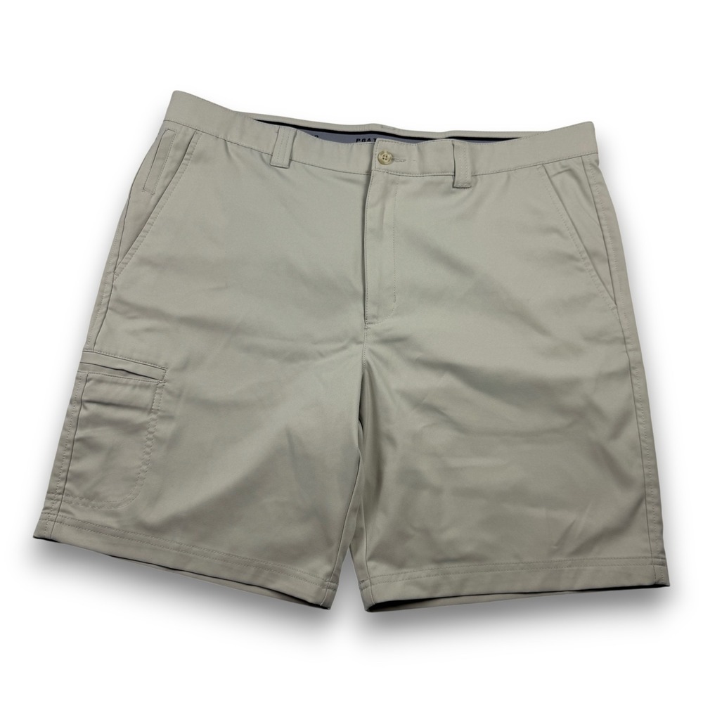 PGA Tour Mens Khaki Tan Golf Cargo Shorts Size 38 Performance Activewear